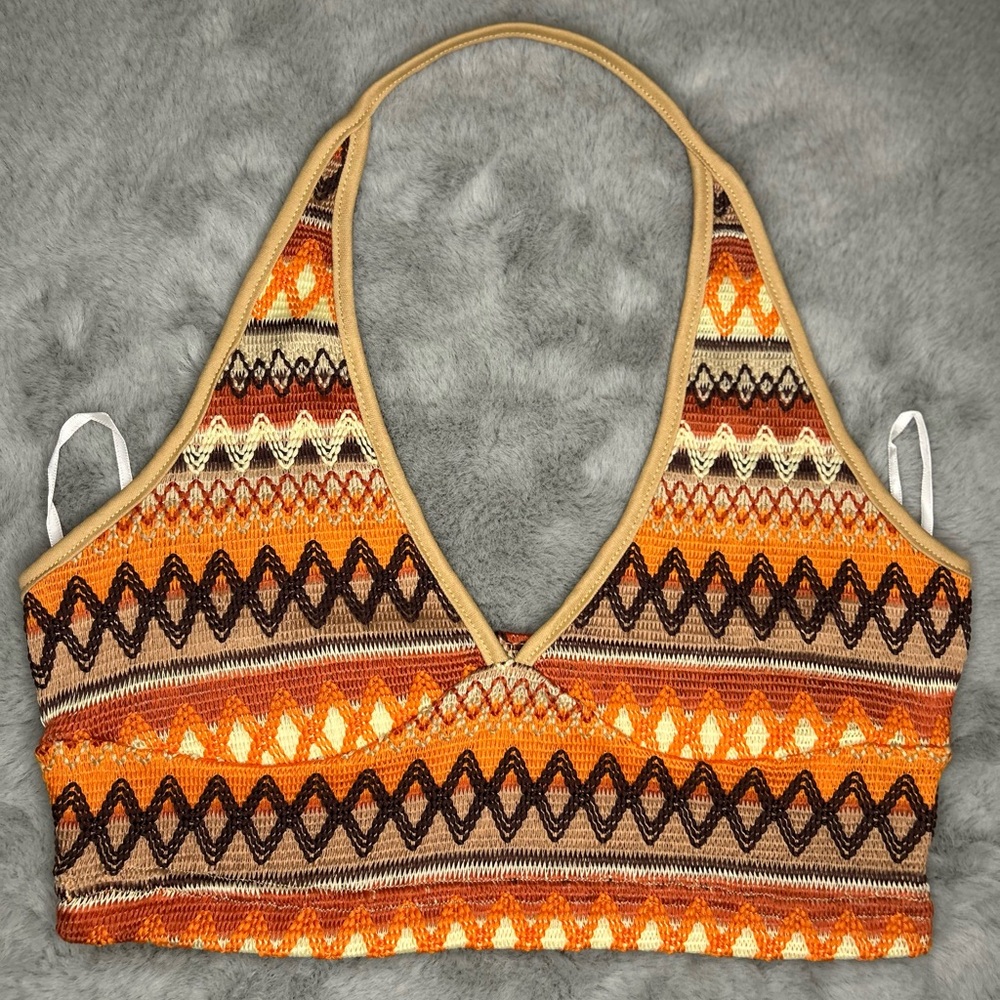 Bohemian Knit Halter Top - Multicolor Size M
